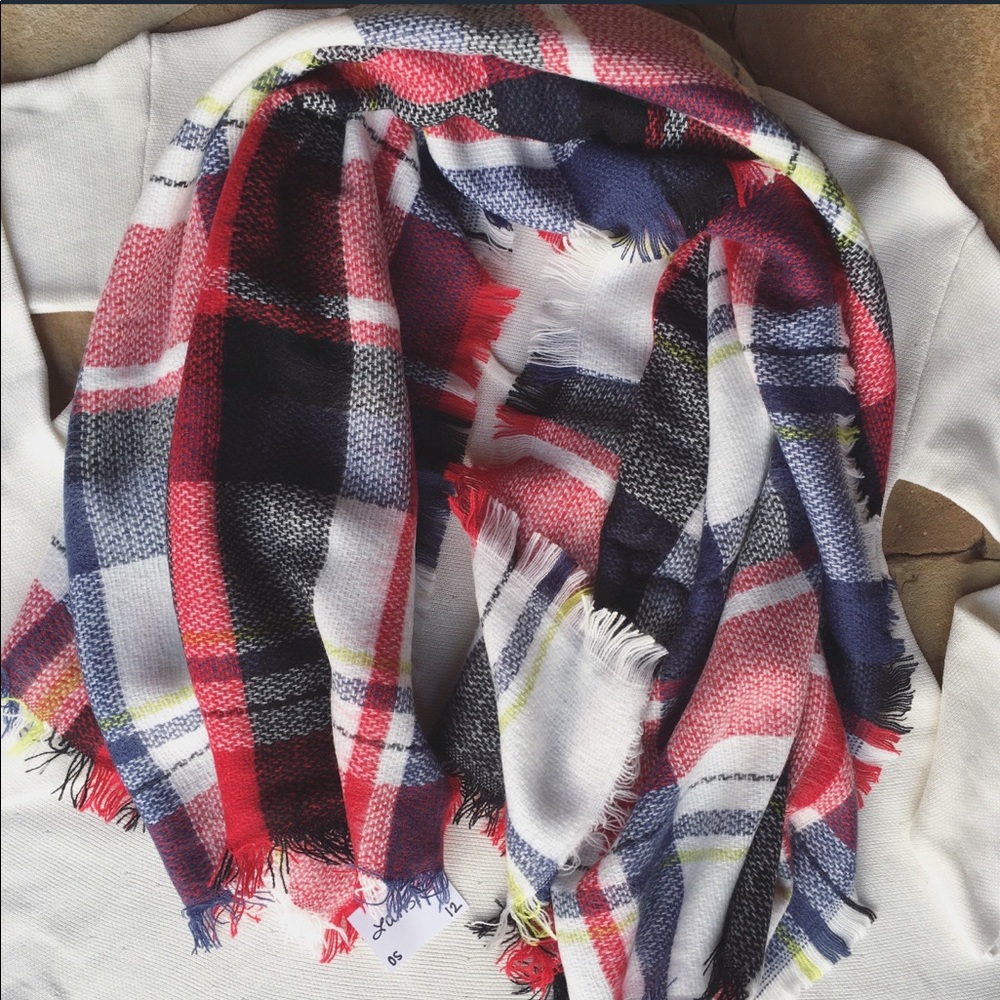 Multi-Color Plaid Blanket Scarf